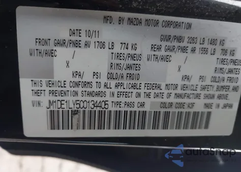 2012 Mazda Mazda2 Touring z USA, uszkodzony, nr VIN JM1DE1LY5C0134405